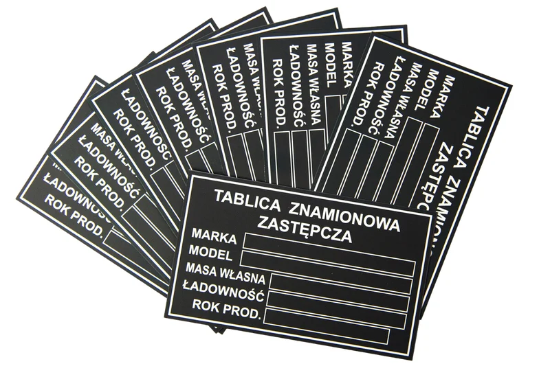 Tablice znamionowe zastępcze — grawer laserowy
